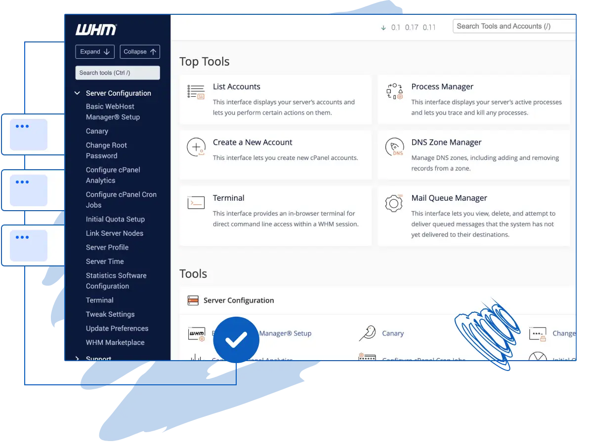 WHM/cPanel avançado para gerenciar hospedagem